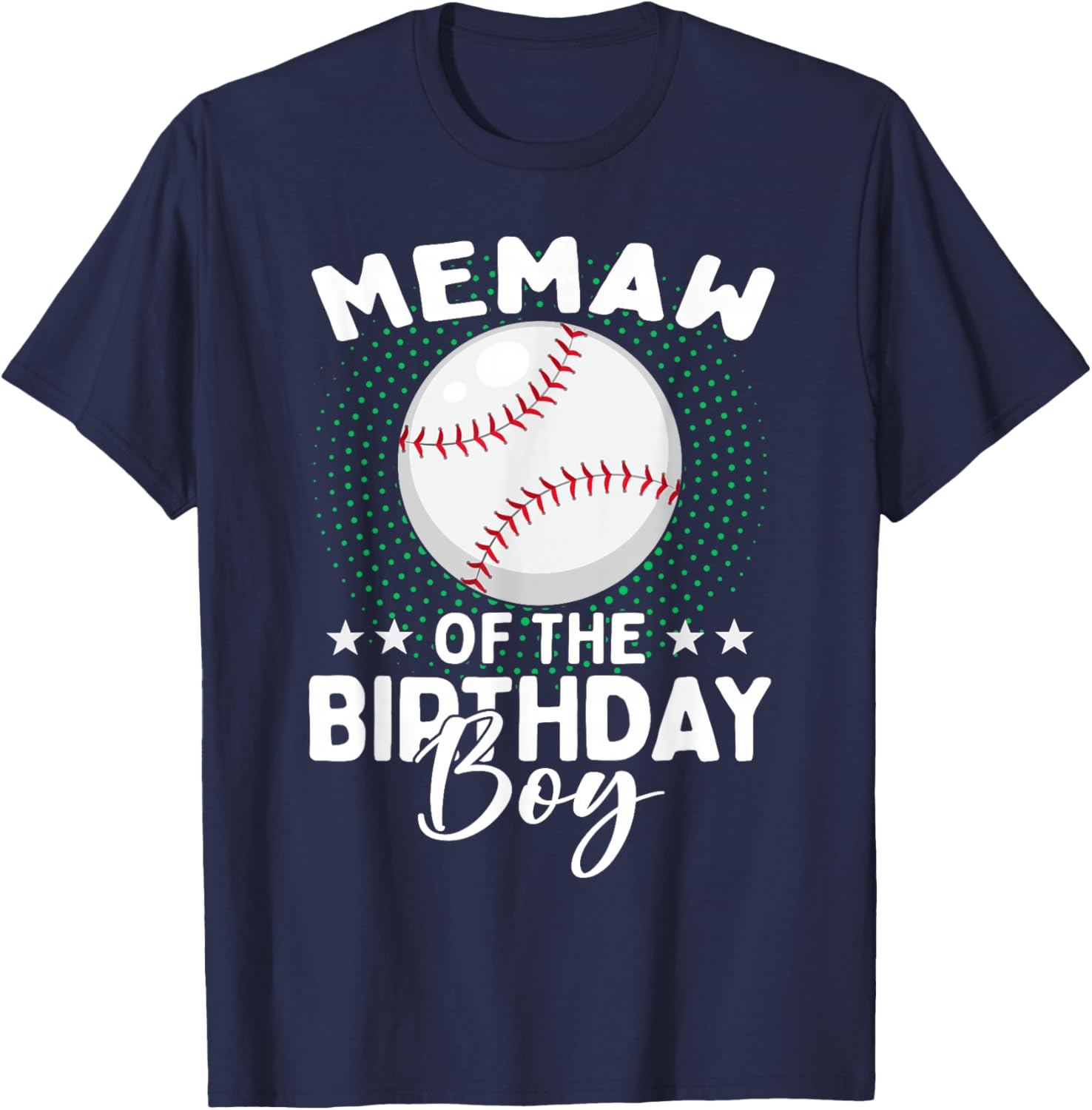 Memaw of The Birthday Boy Baseball Player Birthday T-Shirt - T-Shirt | Navy
