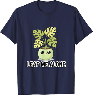 Monstera Leaf Me Alone Cute Plant Pun T-Shirt - T-Shirt | Navy
