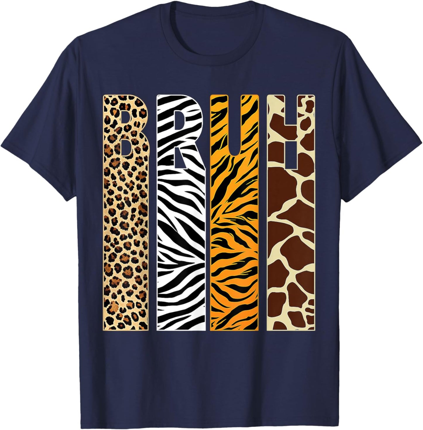 Bruh Boys Animal Print Clothes Kids Zoo Toddler Boy T-Shirt - T-Shirt | Navy