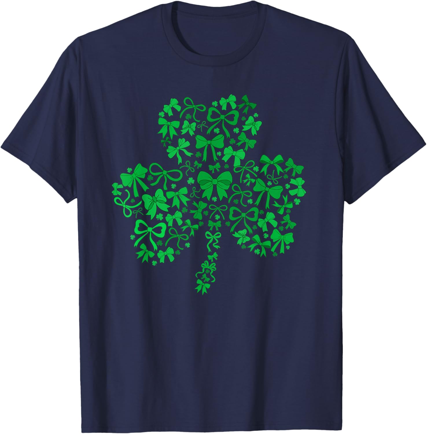 Coquette Bow St Patricks Day Lucky Shamrock Saint Pattys Day T-Shirt - T-Shirt | Navy