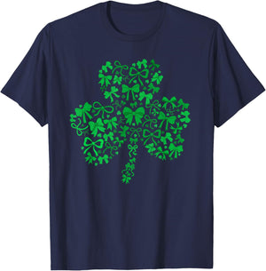 Coquette Bow St Patricks Day Lucky Shamrock Saint Pattys Day T-Shirt - T-Shirt | Navy