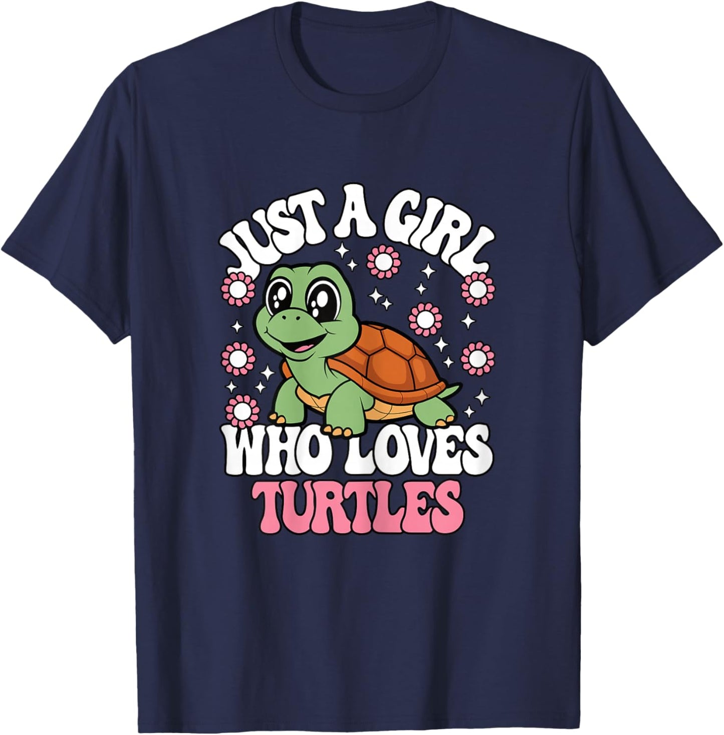 Just A Girl Who Loves Turtles Cute Animal Girls Kids T-Shirt - T-Shirt | Navy