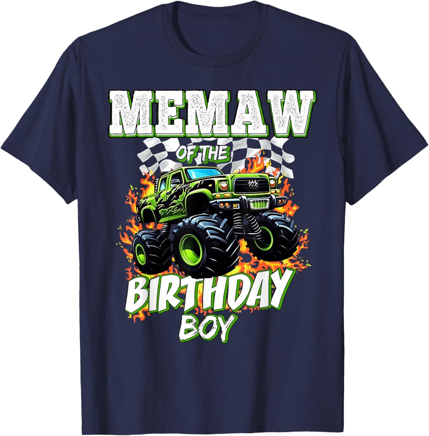 Memaw of The Birthday Boy Monster Truck Birthday Kids T-Shirt - T-Shirt | Navy