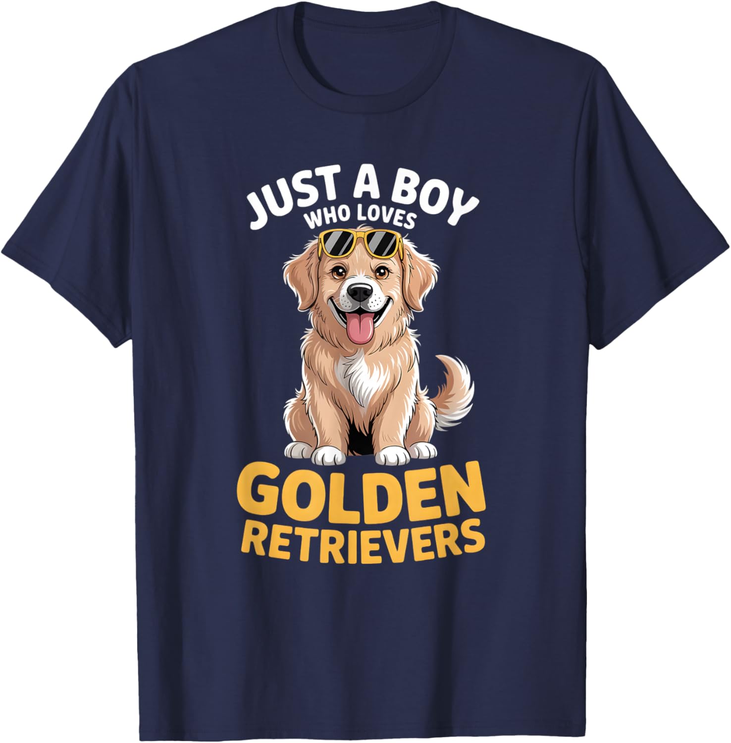 Boys Golden Retriever T-Shirt - T-Shirt | Navy