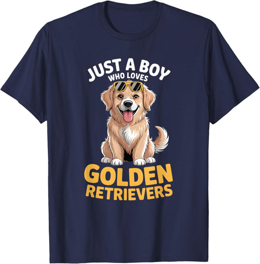 Boys Golden Retriever T-Shirt - T-Shirt | Navy