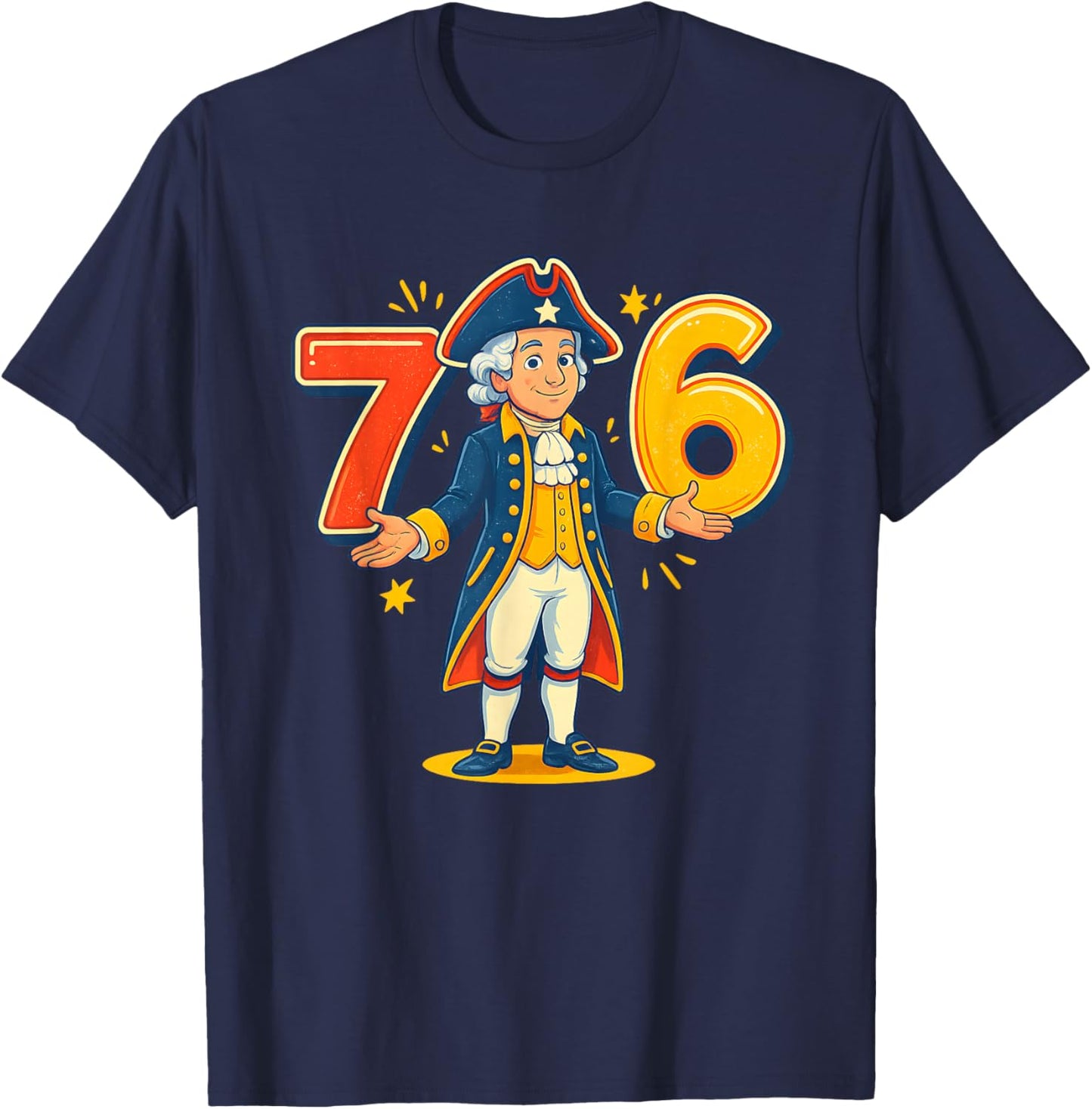 6 7 Funny George Washington Six Seven Meme History Patriotic T-Shirt - T-Shirt | Navy