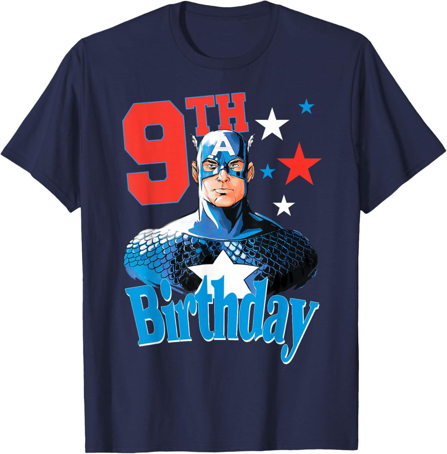 Marvel Comics Avengers Captain America 9th Birthday T-Shirt - T-Shirt | Navy
