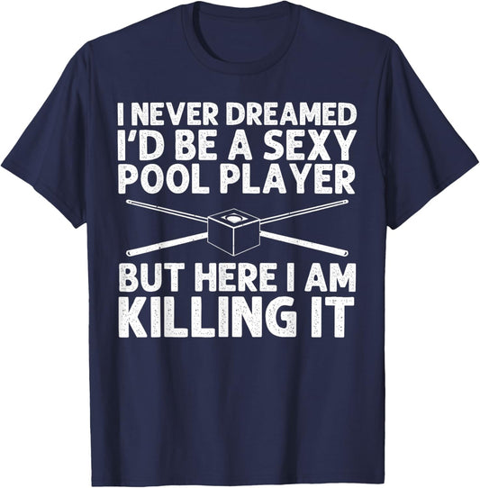 Funny Billiards Art Women Billiard Lover Pool Player T-Shirt - T-Shirt | Navy