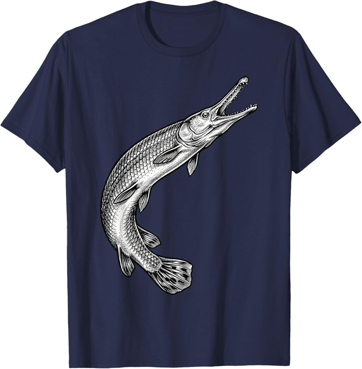 Vintage Alligator Gar Fish Fishing Fisherman Angler T-Shirt - T-Shirt | Navy