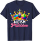 Autism Awareness Princess Puzzle Crown Girl Women Kids T-Shirt - T-Shirt | Navy