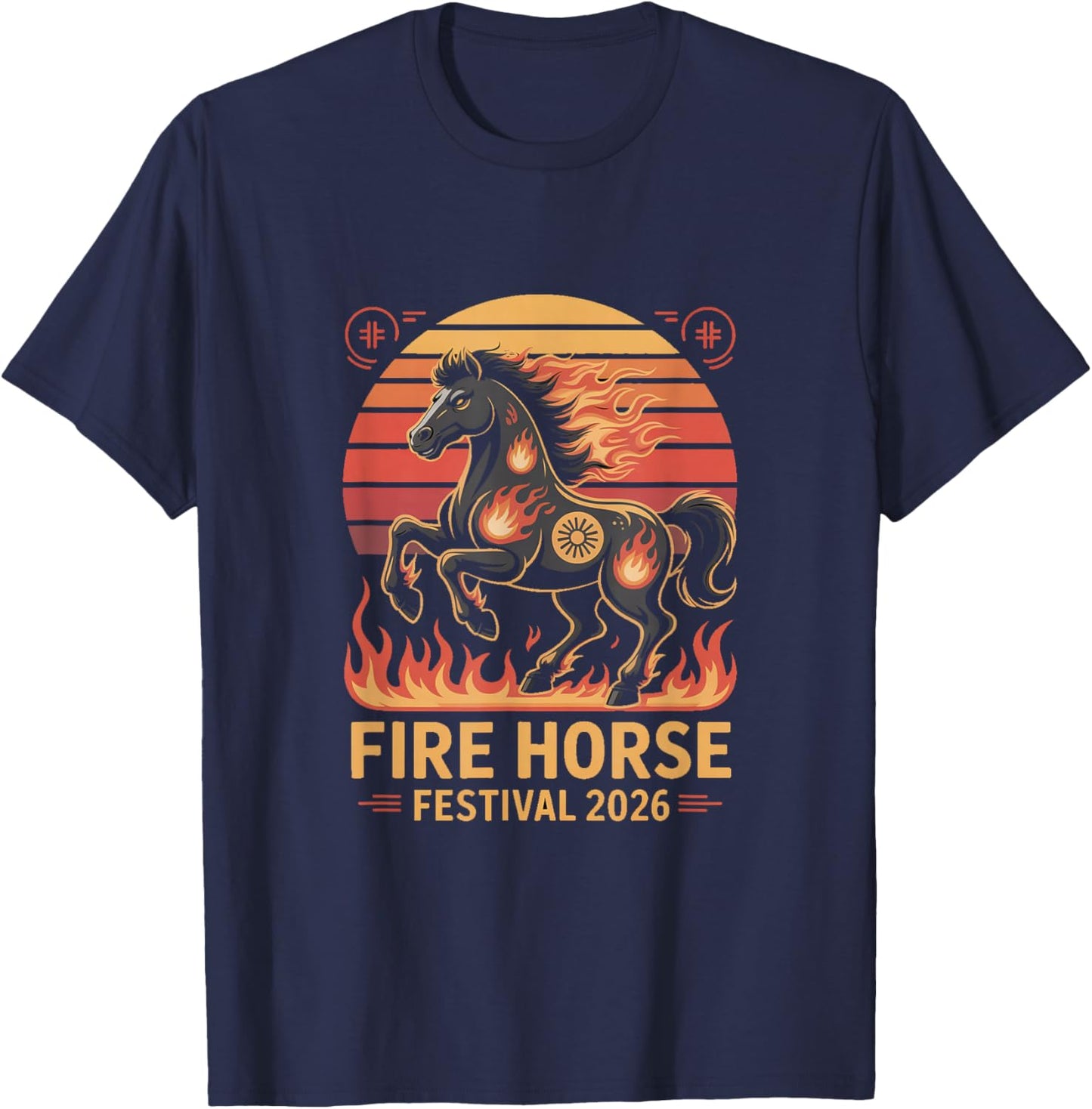 Blaze Into Fortune Chinese New Year Fire Horse 2026 T-Shirt - T-Shirt | Navy