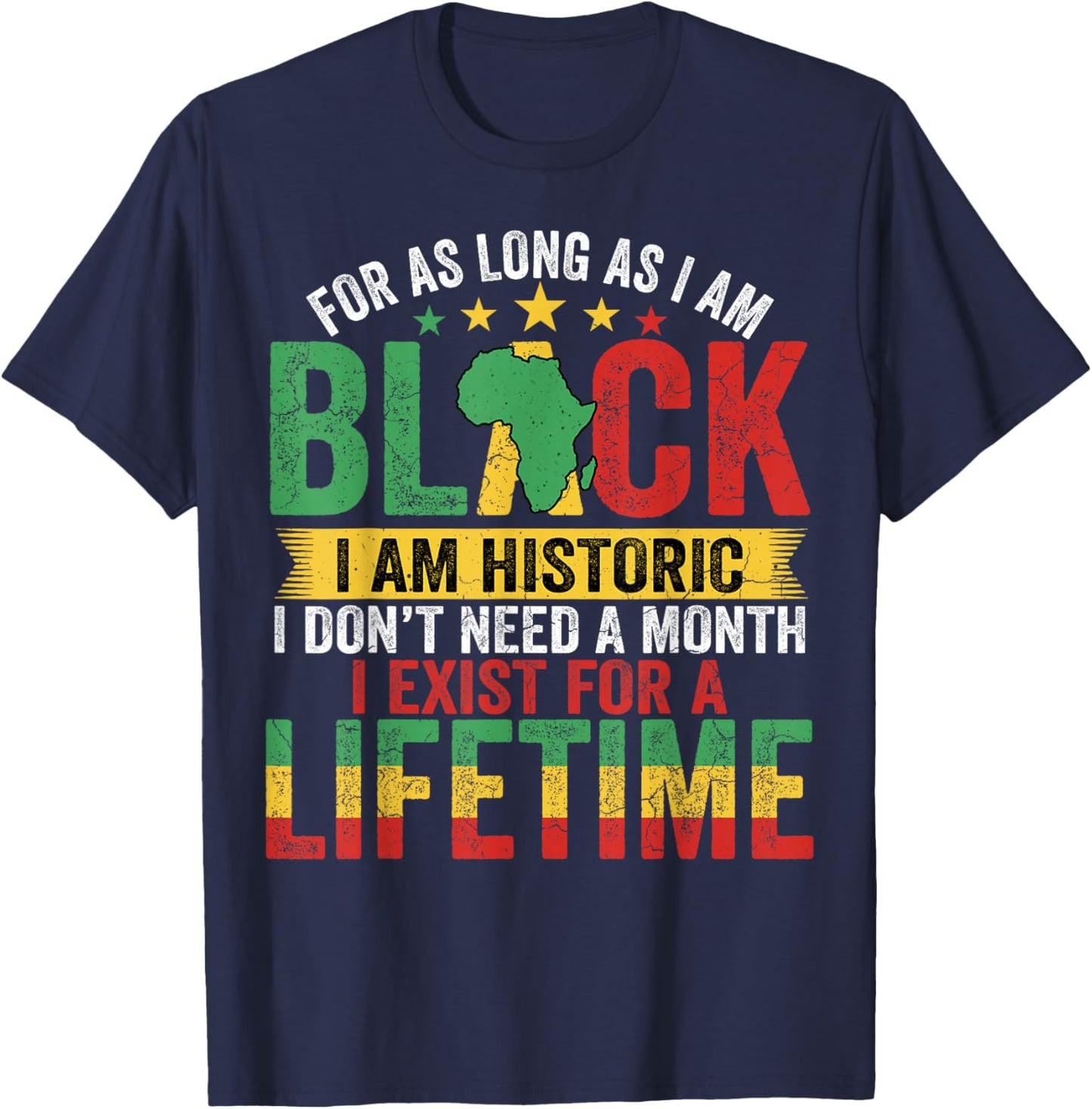 for As Long I Am Black Im Historic African Men Women Kids T-Shirt - T-Shirt | Navy
