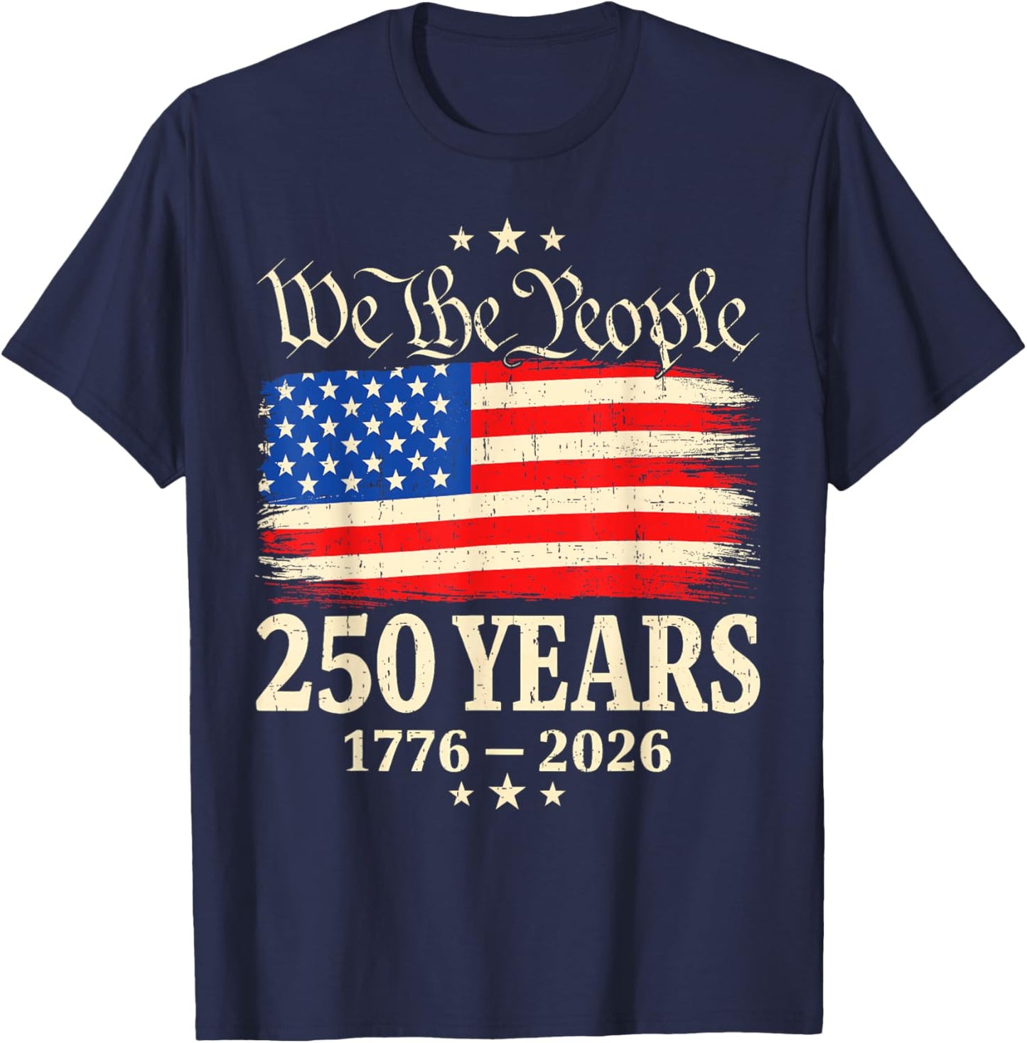 Flag Vintage 250 Years American 1776 2026 250th USA Birthday T-Shirt - T-Shirt | Navy