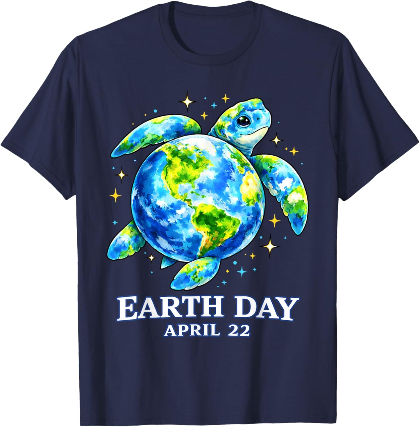 Funny Earth Day 2026 Save The Earth Sea Turtle Kid Boys Girl T-Shirt - T-Shirt | Navy
