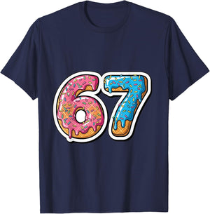 Six Seven Ice Cream Drip Sports Cool Meme 67 Funny Number T-Shirt - T-Shirt | Navy