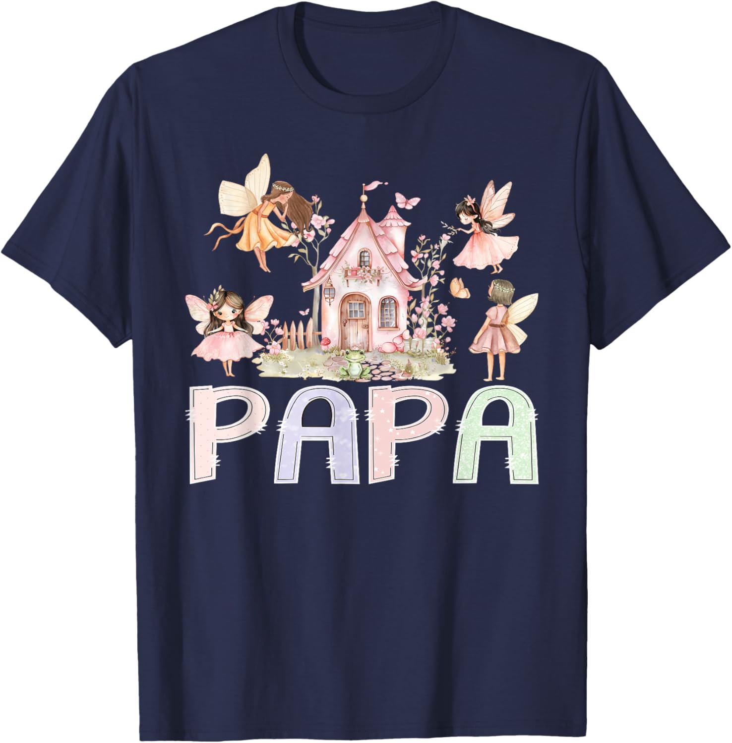 Fairy Papa Magical Floral Birthday Girl Fairytale Matching T-Shirt - T-Shirt | Navy