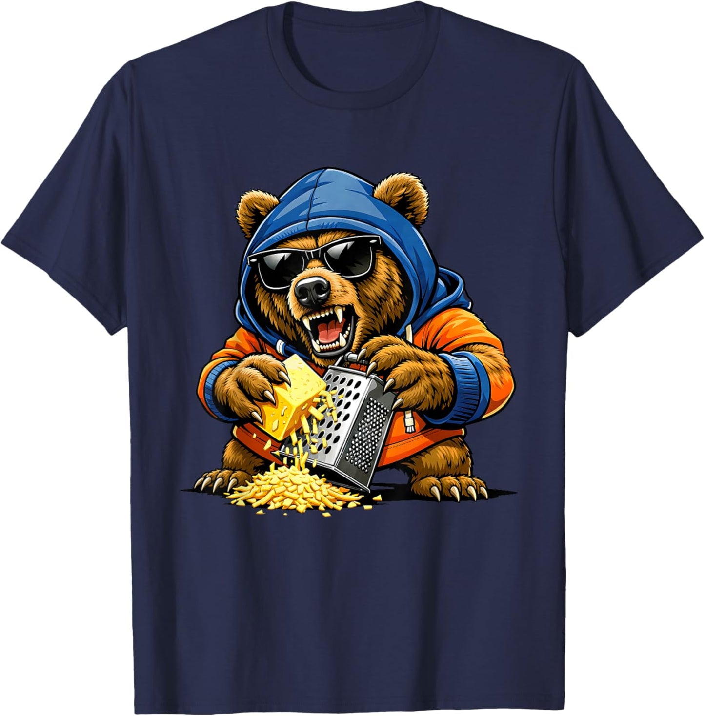 Funny Bear Grating Cheese Graphic Women Kids T-Shirt - T-Shirt | Navy