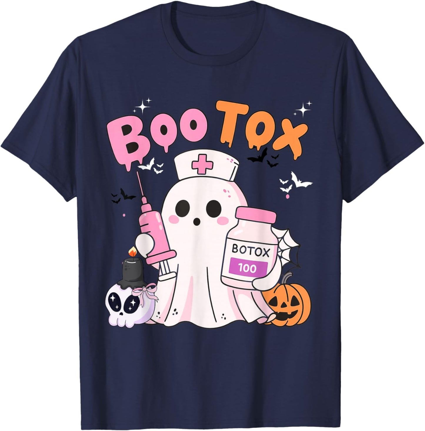Boo Tox Nurse Ghost Filler Botox Halloween Aesthetic T-Shirt - T-Shirt | Navy