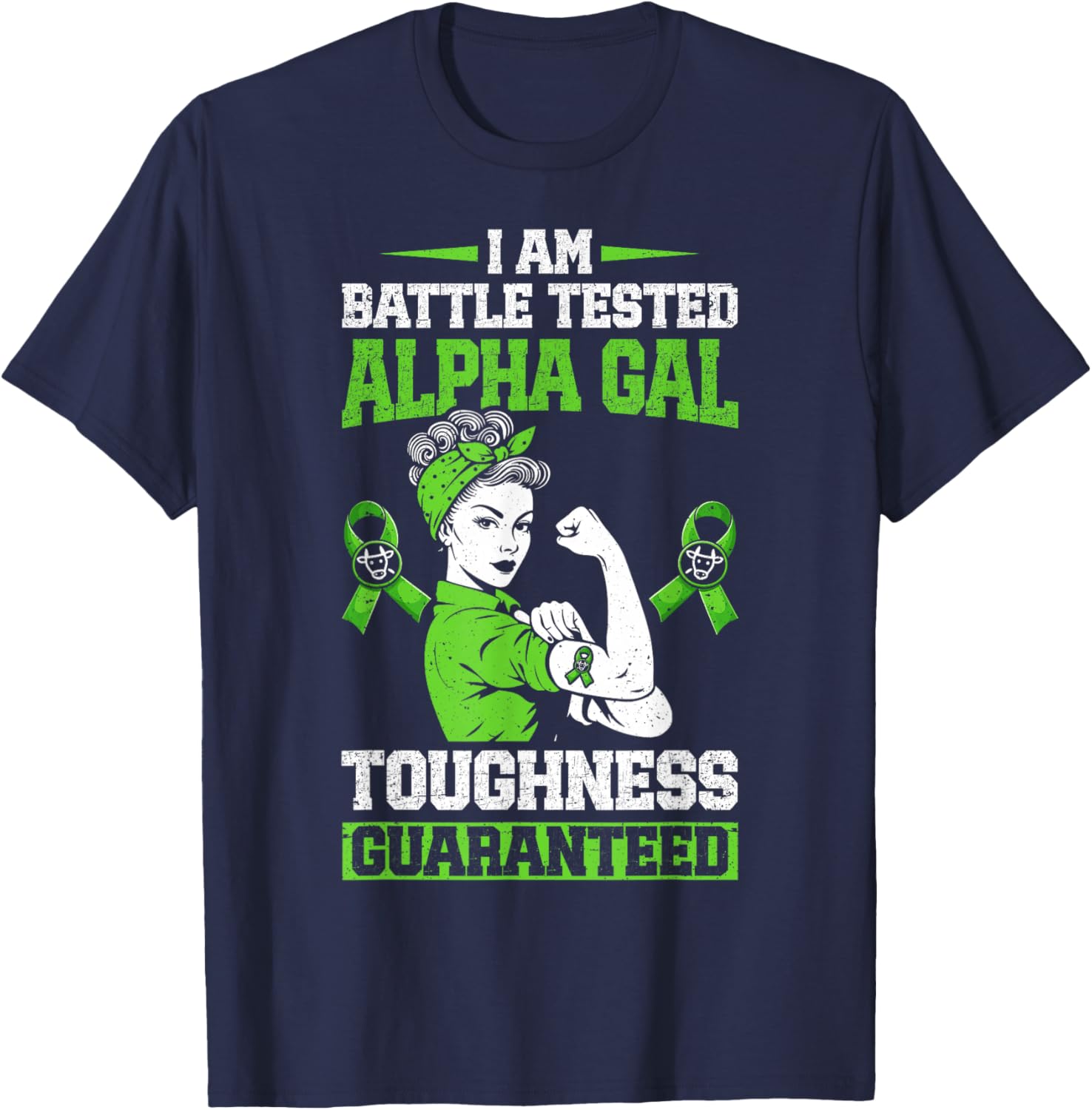 Alpha Gal Syndrome Warrior T-Shirt - T-Shirt | Navy