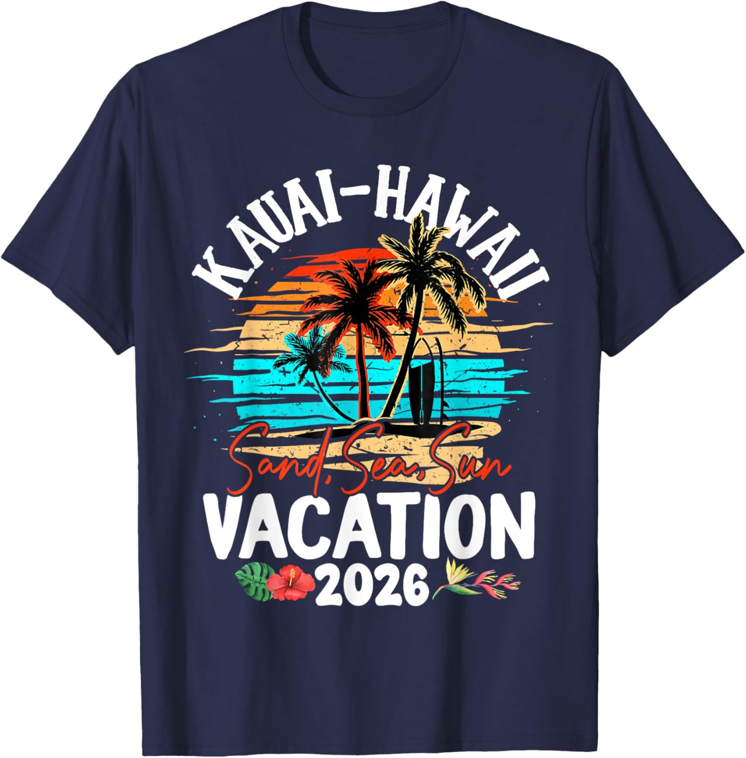 Kauai Hawaii 2026 Vacation Beach Matching Family Group T-Shirt - T-Shirt | Navy