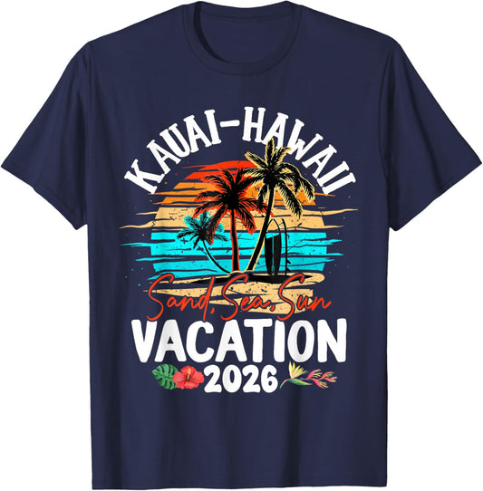 Kauai Hawaii 2026 Vacation Beach Matching Family Group T-Shirt - T-Shirt | Navy