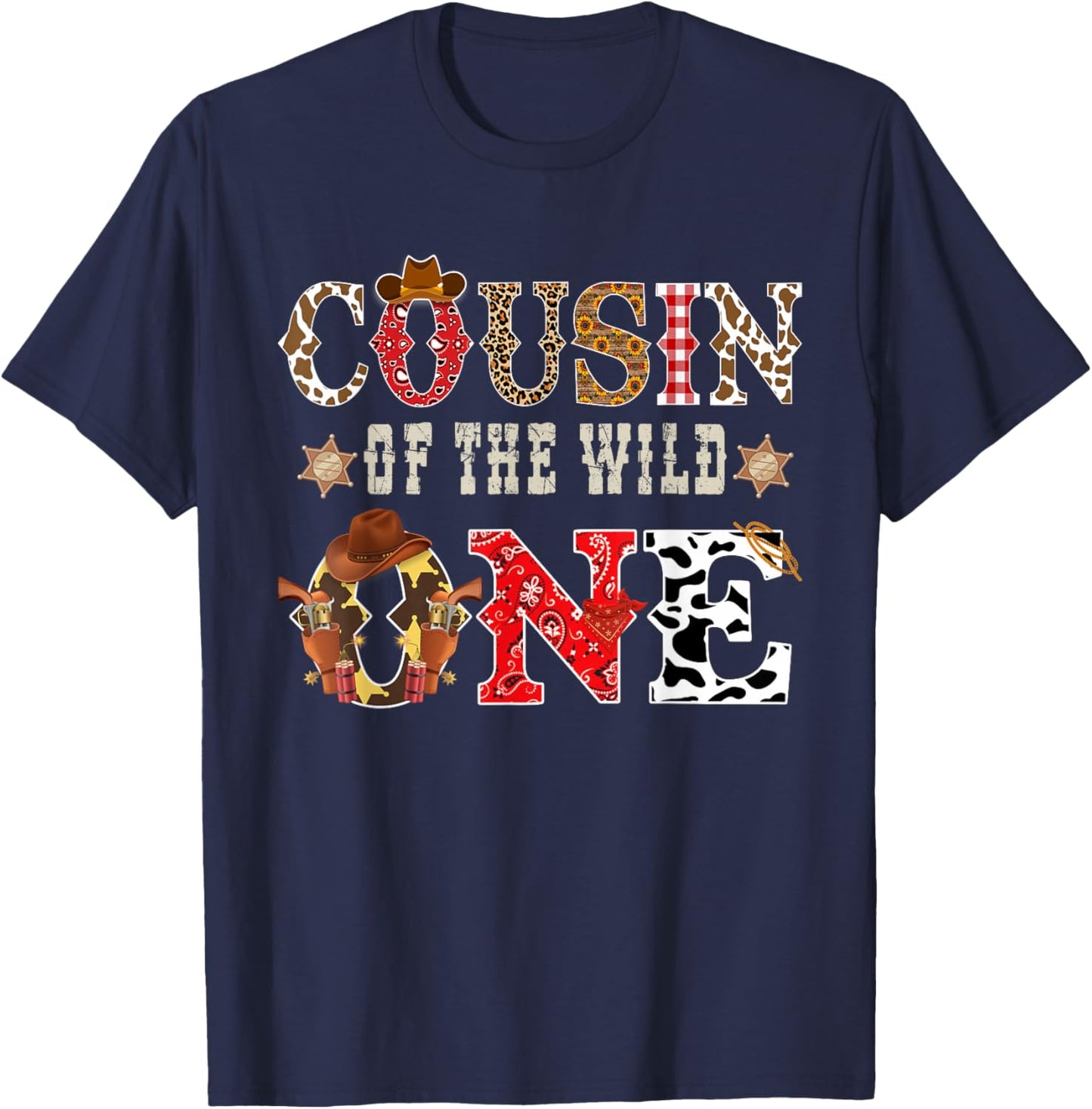 Cousin of The Wild One Cowboy Western Rodeo Party Matching T-Shirt - T-Shirt | Navy