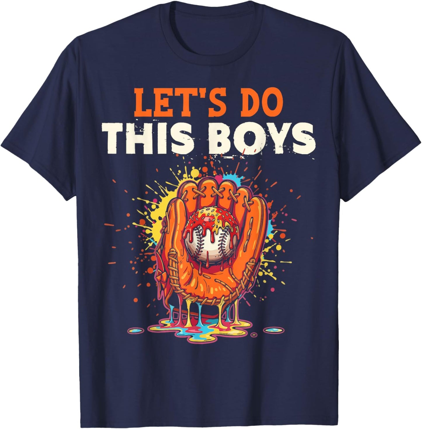Let's Do This Boys Baseball Glove Ice Cream Drip Crossed Bat T-Shirt - T-Shirt | Navy