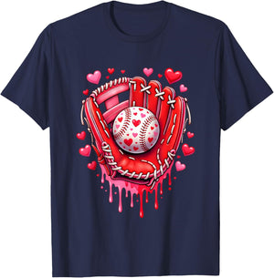 Baseball Drip Ice Cream Sprinkles Valentines Day Baseball T-Shirt - T-Shirt | Navy