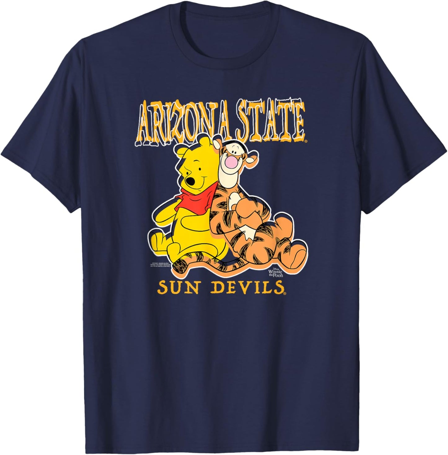 Arizona State Sun Devils Winnie The Pooh and Tigger Dk Gray T-Shirt - T-Shirt | Navy