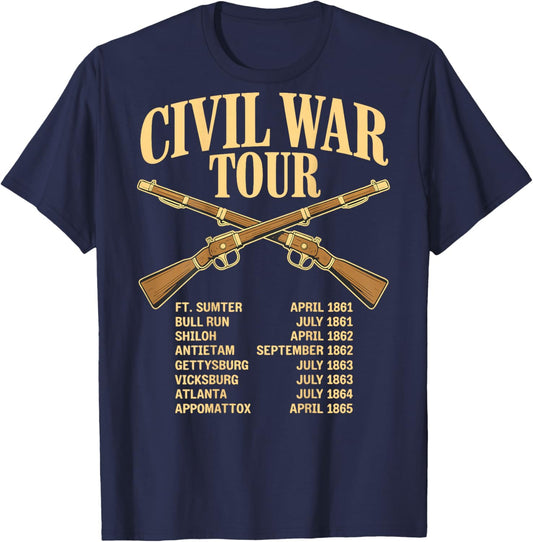 Civil War Tour Reenactor Funny American History T-Shirt - T-Shirt | Navy