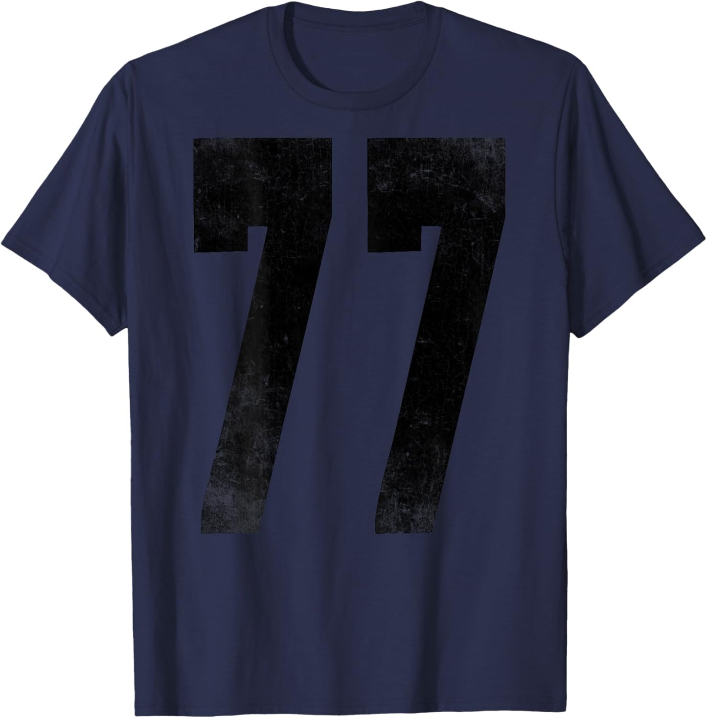 Number 77 Print On Back of Shirt Number #77 Numbered T-Shirt - T-Shirt | Navy