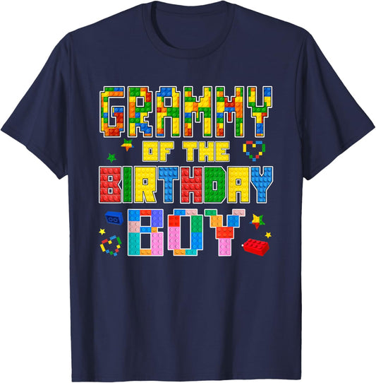 Grammy of The Birthday Boy Master Builder Building Blocks T-Shirt - T-Shirt | Navy