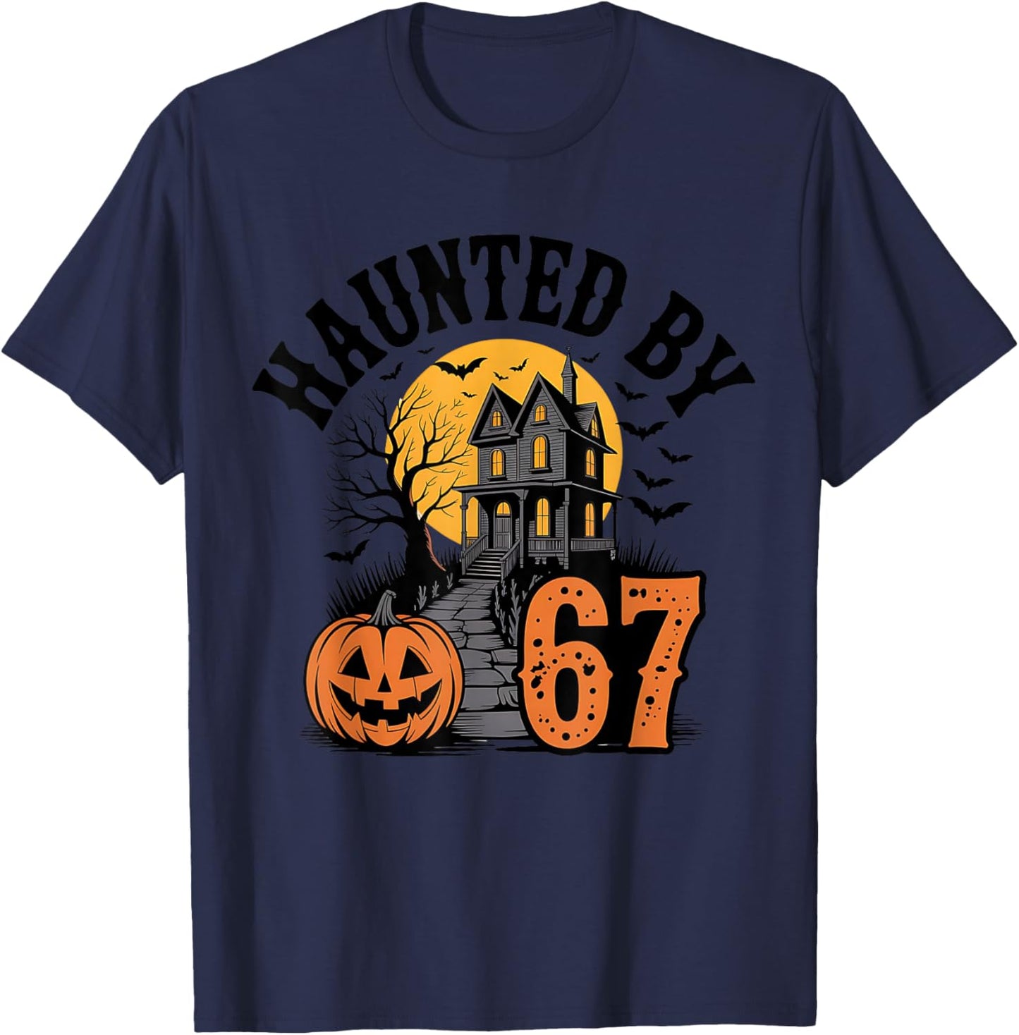 67 Meme Halloween Haunted Spooky - Six Seven Gen Alpha Z T-Shirt - T-Shirt | Navy