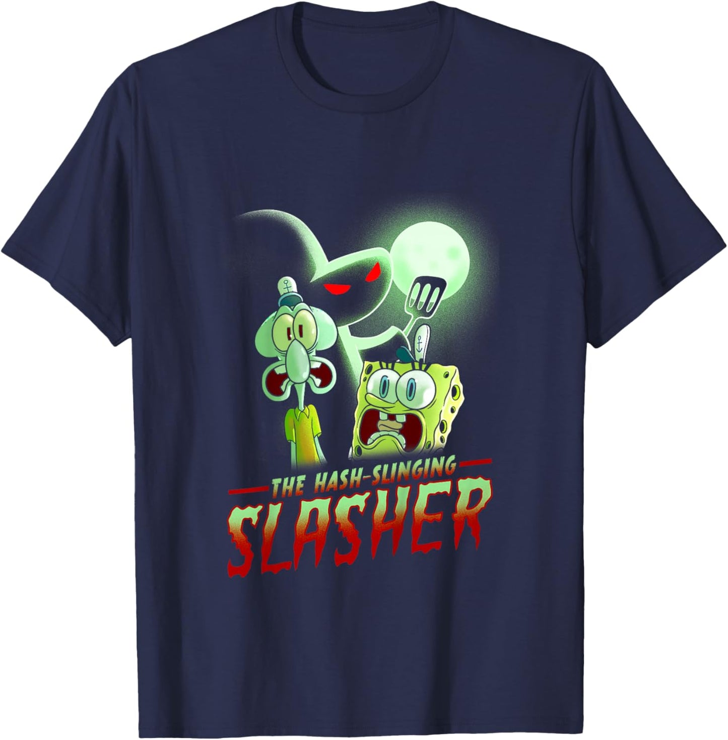 Spongebob Squarepants The Hash Slinging Slasher Spooky T-Shirt - T-Shirt | Navy