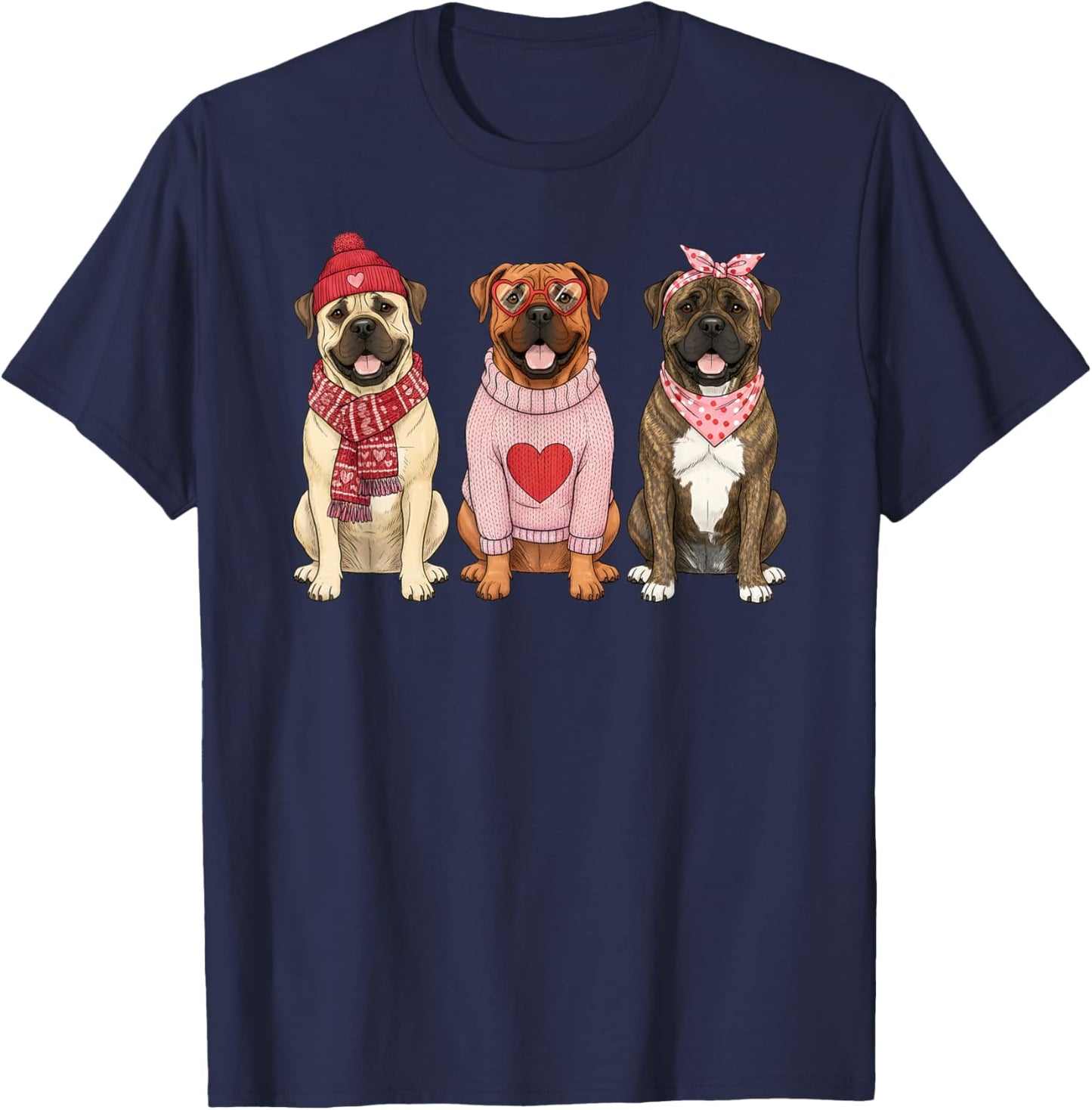 Cute Bullmastiff Valentine Dog T-Shirt - T-Shirt | Navy