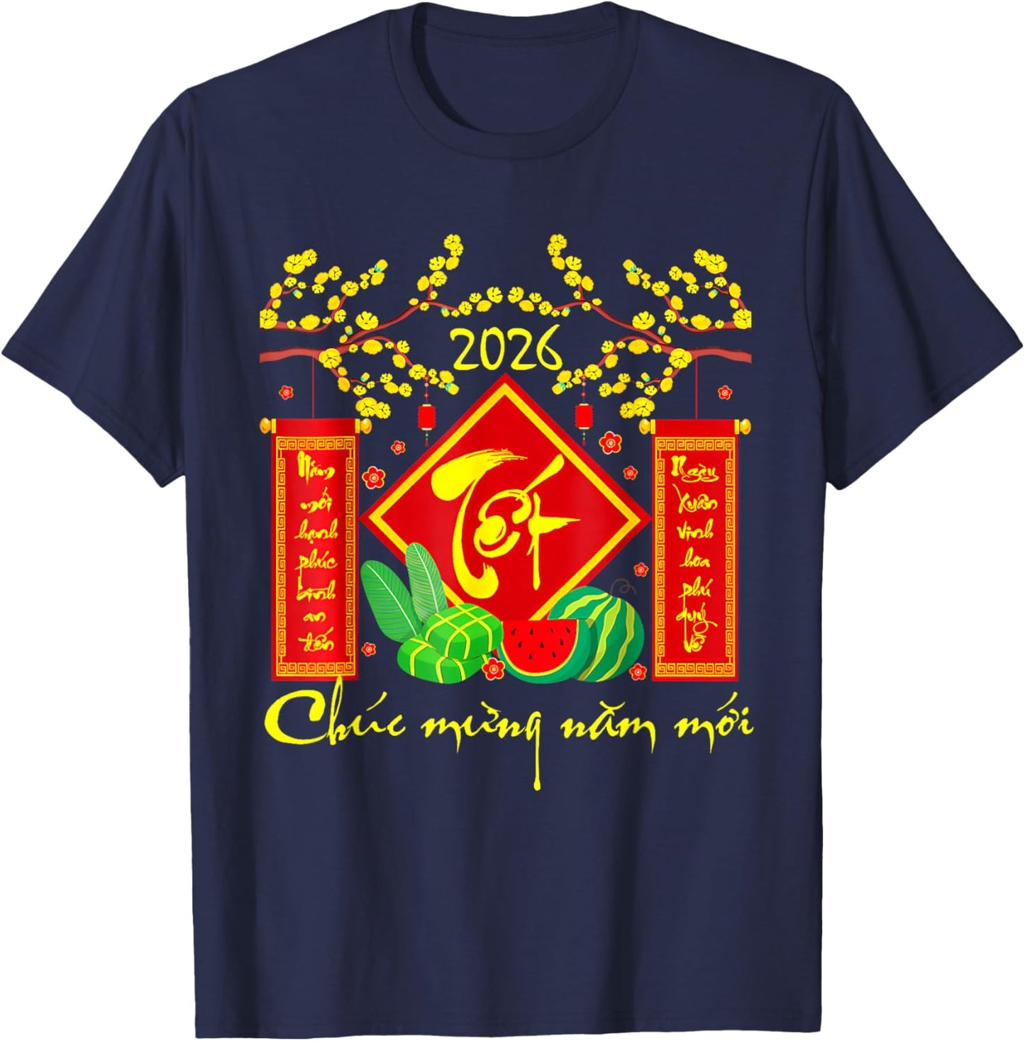 TET Vietnamese Lunar New Year 2026 Happy Vietnamese Holiday T-Shirt - T-Shirt | Navy