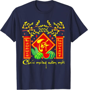 TET Vietnamese Lunar New Year 2026 Happy Vietnamese Holiday T-Shirt - T-Shirt | Navy