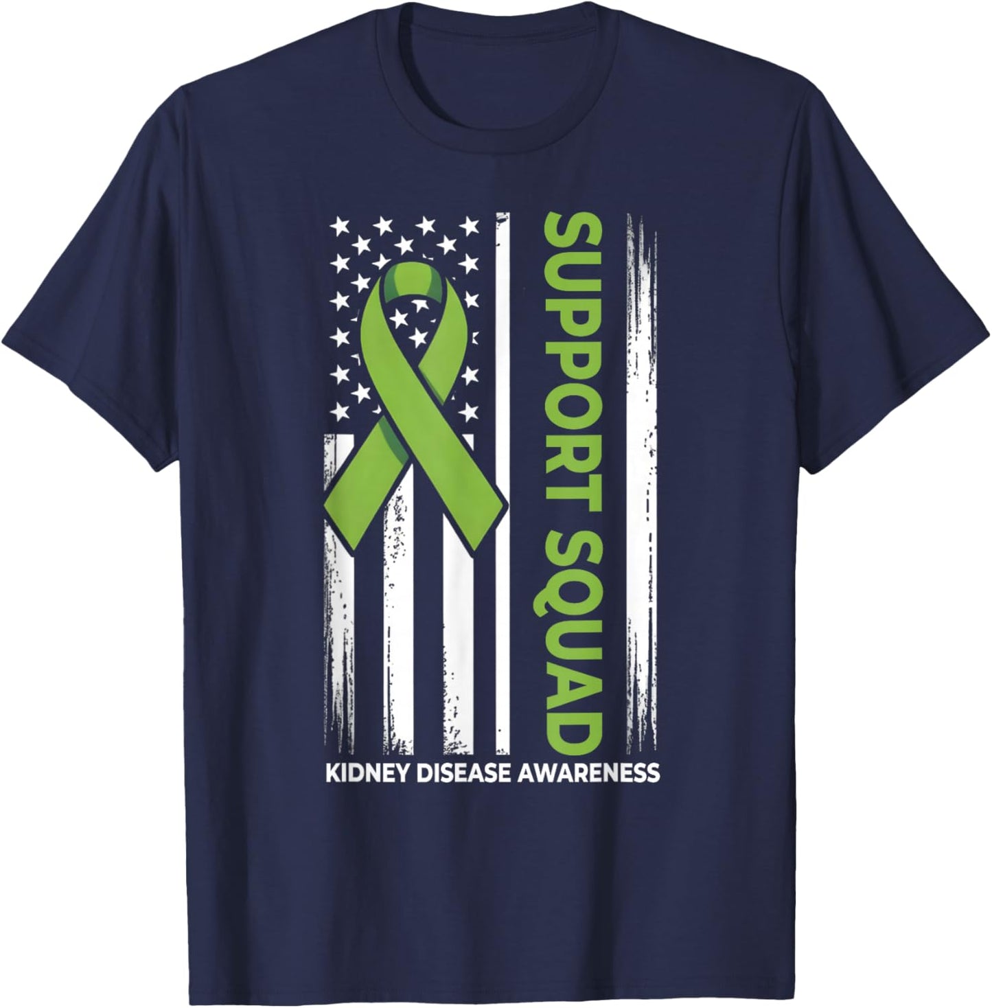 Kidney Disease USA Flag Support Squad Kidney Disease T-Shirt - T-Shirt | Navy