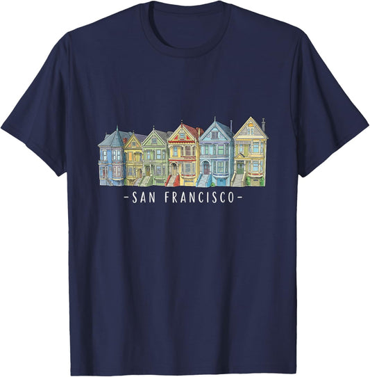 San Francisco Painted Ladies T-Shirt - T-Shirt | Navy