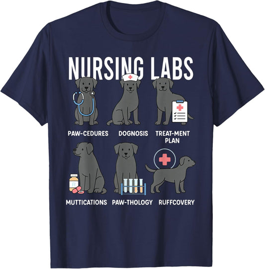 Labrador Retriever RN Nurse Lab Dogs Nursing Pups T-Shirt - T-Shirt | Navy