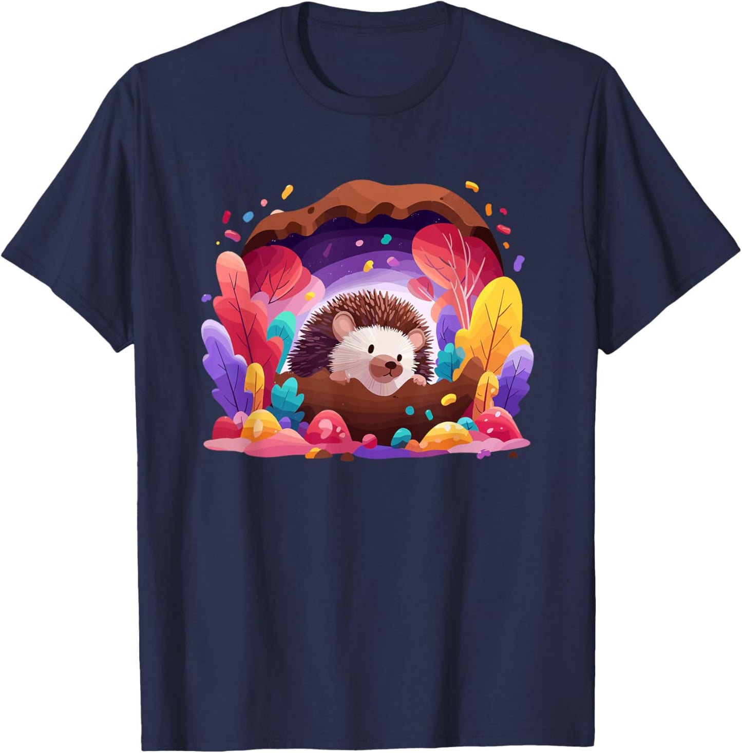Cute Fantasy Hedgehog T-Shirt - T-Shirt | Navy