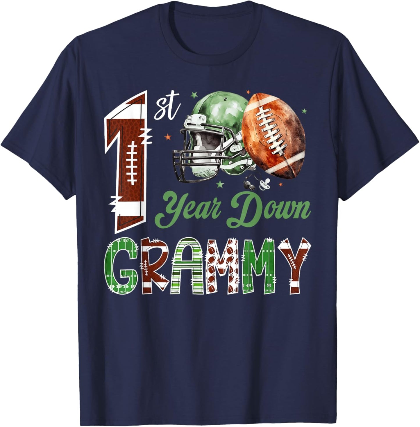 Grammy of The 1 Year Old Football 1st Birthday Boy Party T-Shirt - T-Shirt | Navy