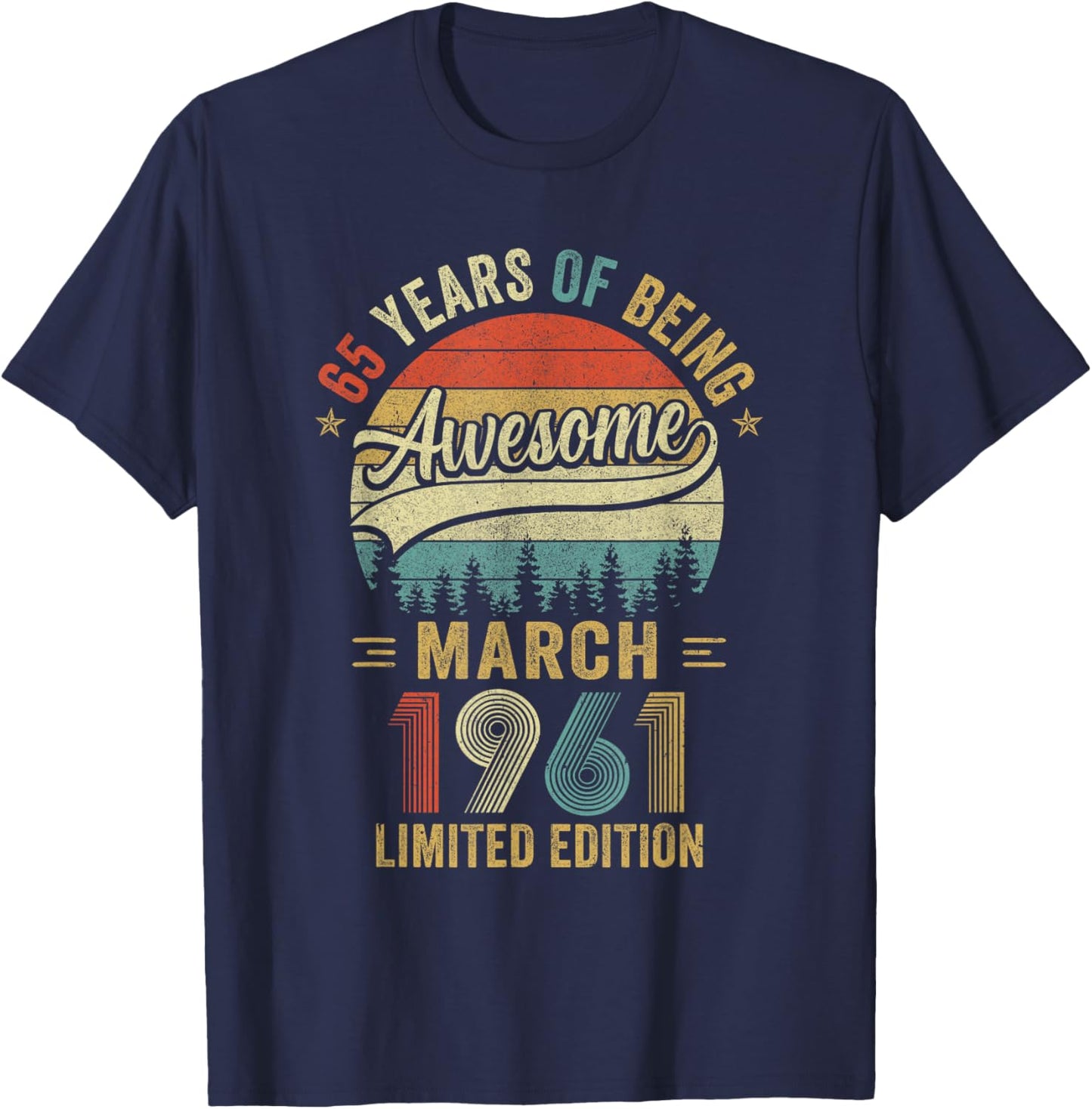 Vintage March 1961 Old 65Th Birthday Men Women T-Shirt - T-Shirt | Navy