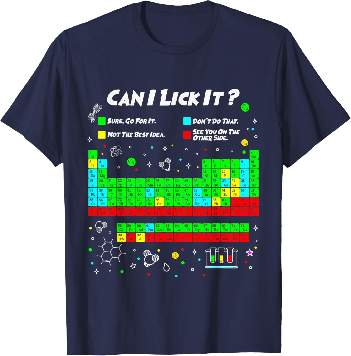 Can I Lick It Periodic Table Funny 100 Days of School T-Shirt - T-Shirt | Navy