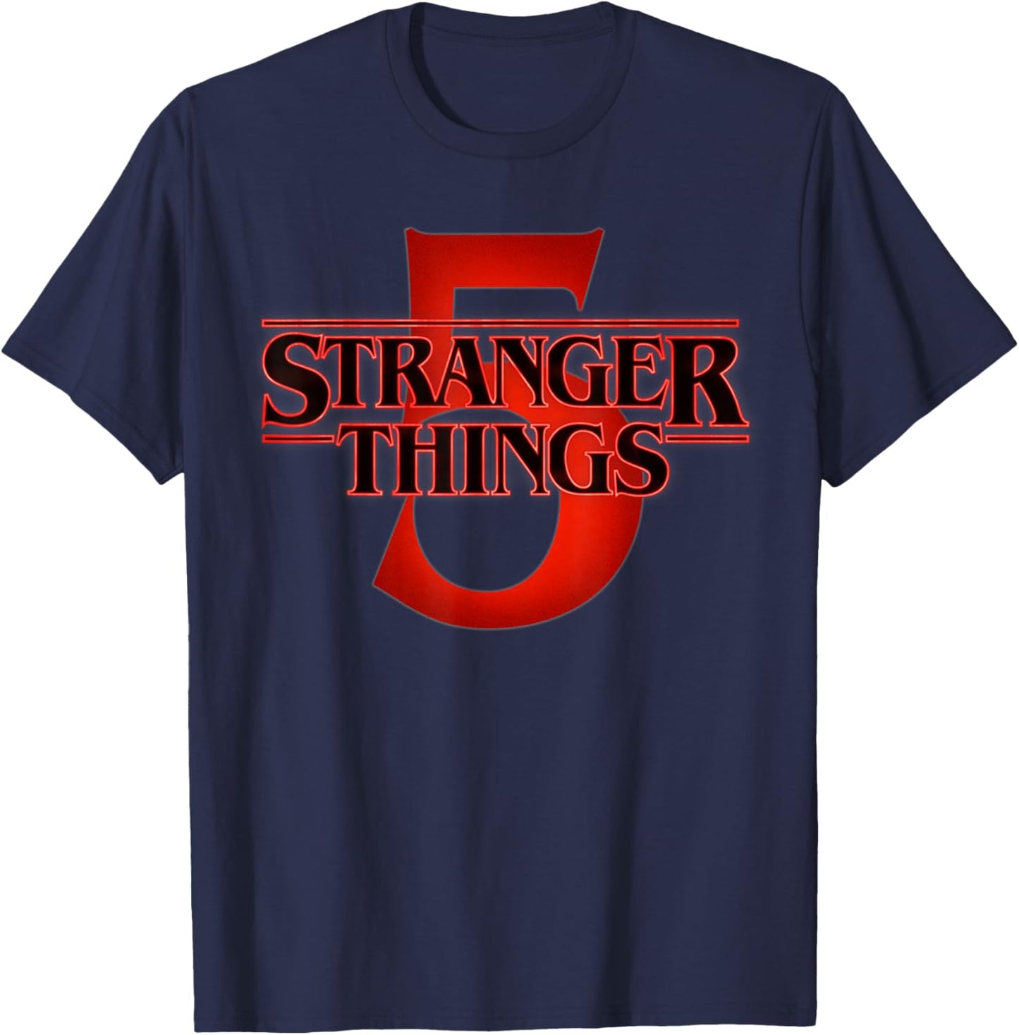 Stranger Things Season 5 Black & Red Logo T-Shirt - T-Shirt | Navy