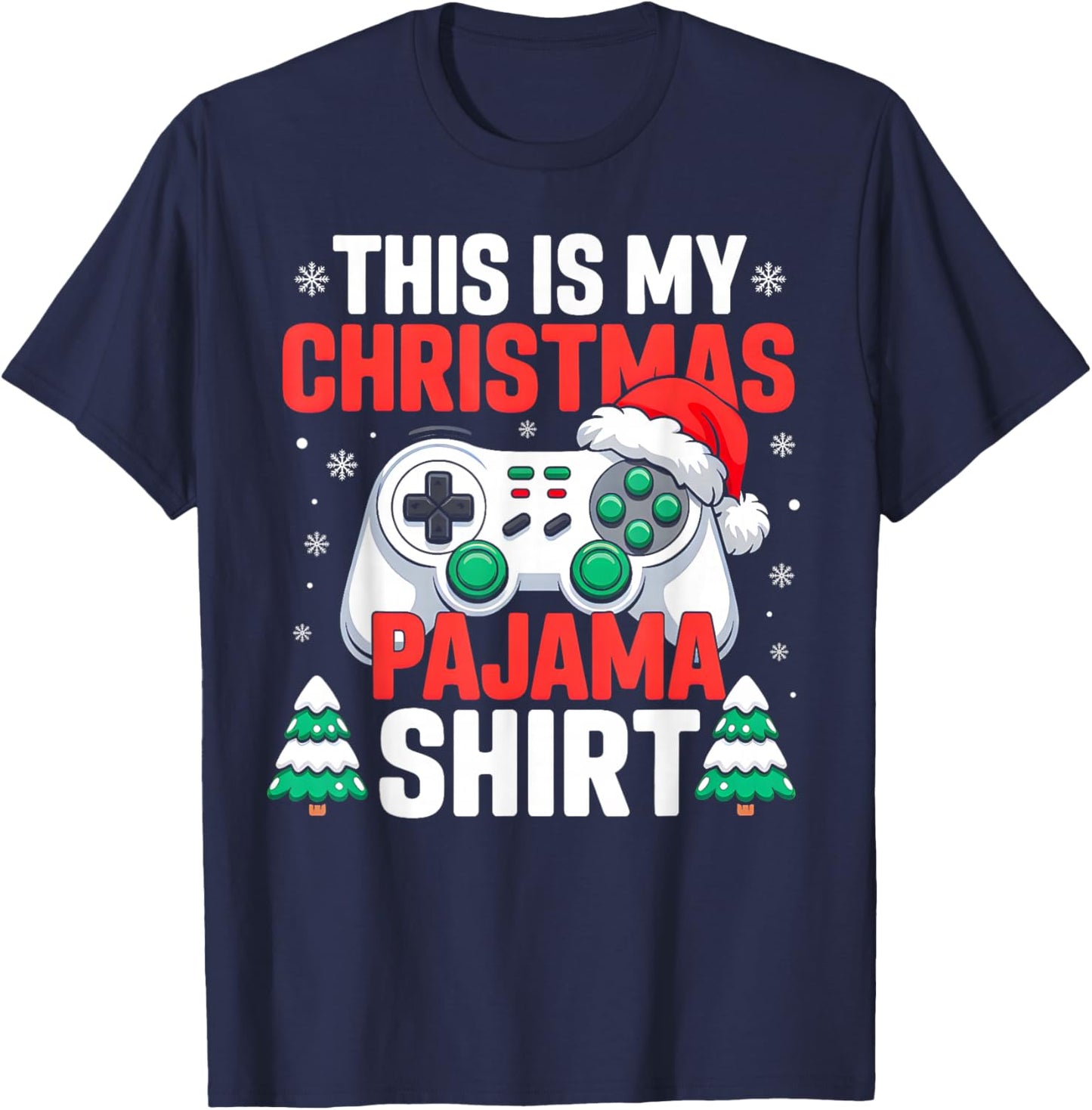 This is My Christmas Pajama Shirt Video Gamer Gaming Boys T-Shirt - T-Shirt | Navy