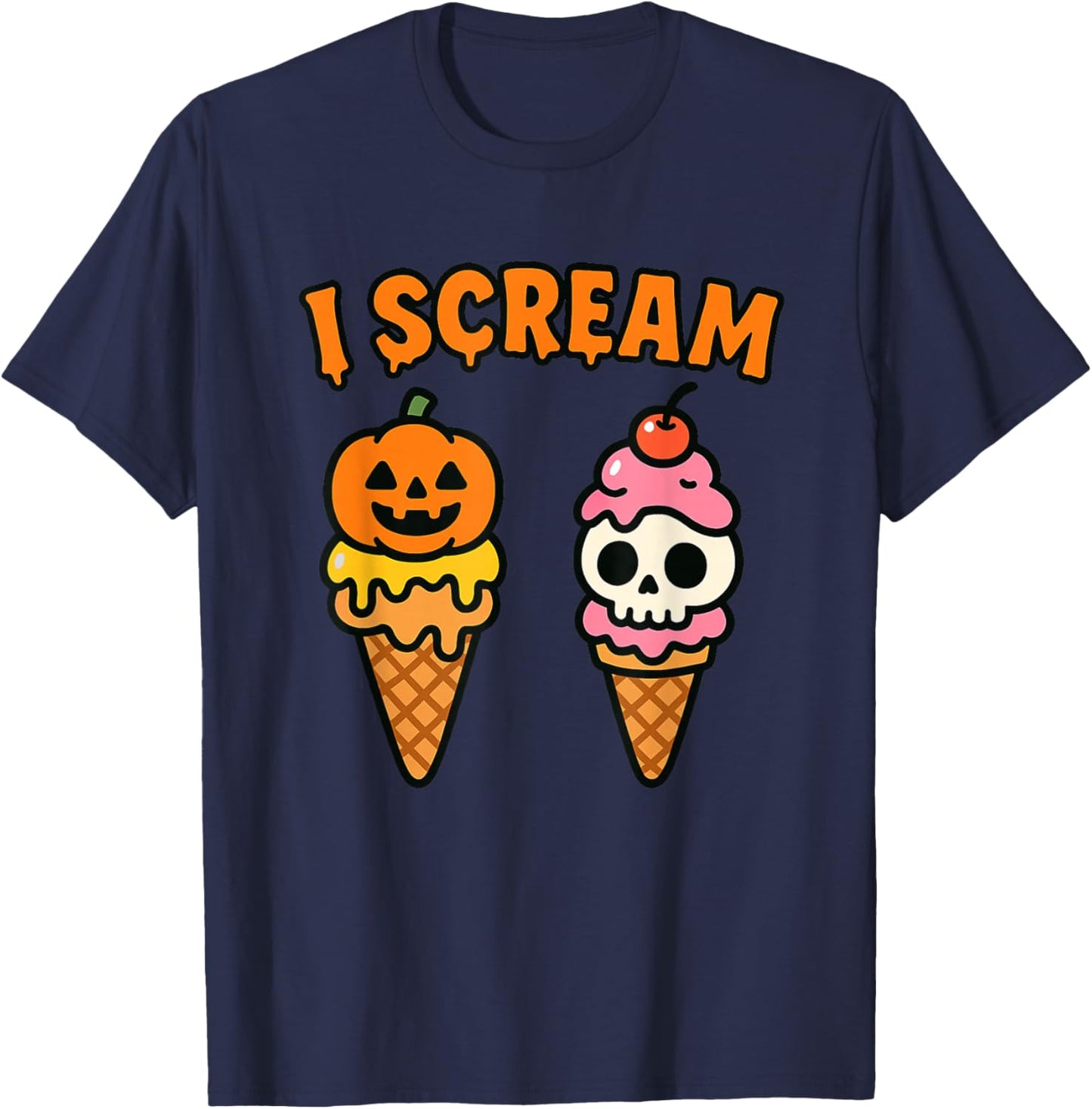I Scream Ice Cream Ghost Halloween Costume T-Shirt - T-Shirt | Navy