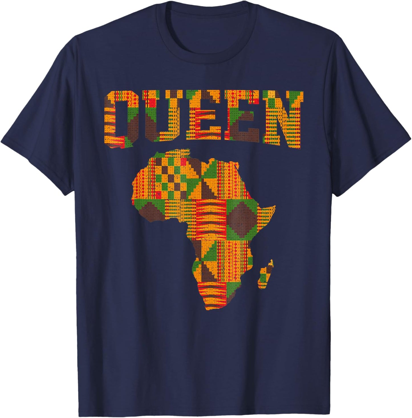 African Queen Art Girls Kente Cloth African Print T-Shirt - T-Shirt | Navy