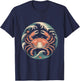 Vintage Red Crab with Ocean Waves Circle T-Shirt - T-Shirt | Navy