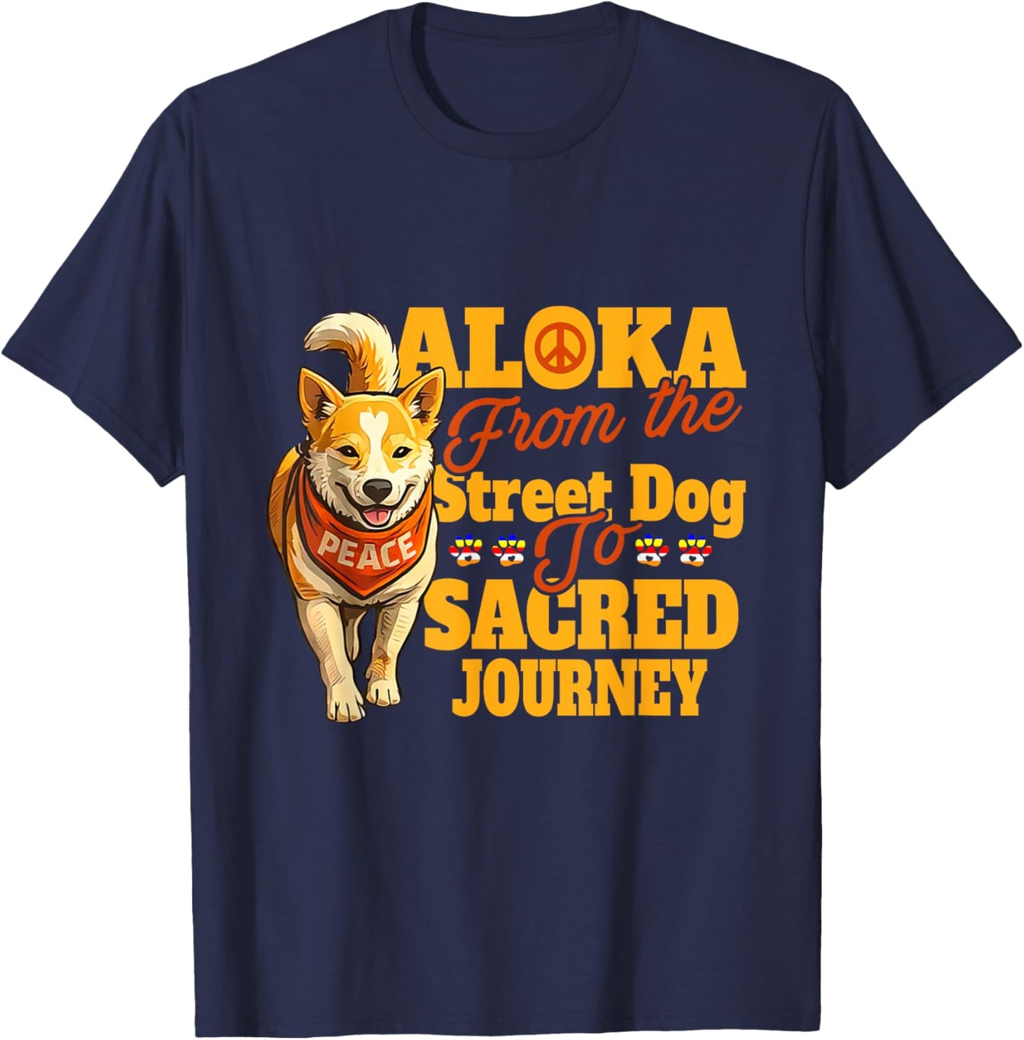 Aloka Dog from The Street Dog to Sacred Journey T-Shirt - T-Shirt | Navy